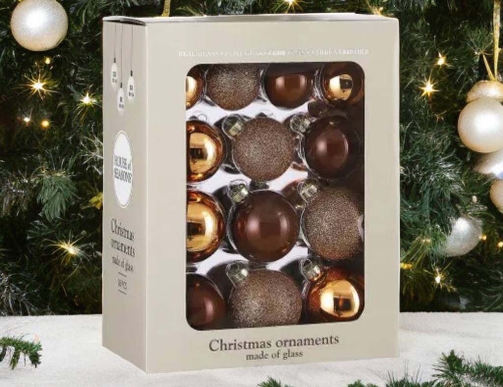 РТР 86773 НАБОР СТЕКЛЯННЫХ ШАРОВ ШОКОЛАДНОЕ СУФЛЕ 26 ШТ. В КОРОБКЕ