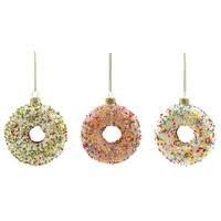 РТР 87875 ЕЛОЧНАЯ ИГРУШКА ПОНЧИК В ПОСЫПКЕ 3 ВИДА В АССОРТИМЕНТЕ БЕЛО-РОЗОВЫЙ 9 СМ СТЕКЛО