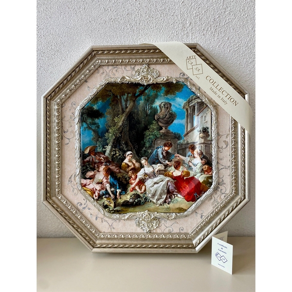 Ак-3172/1 Панно "Отдых на природе" 53*53см в рамке под серебро ARTE CA.SA.