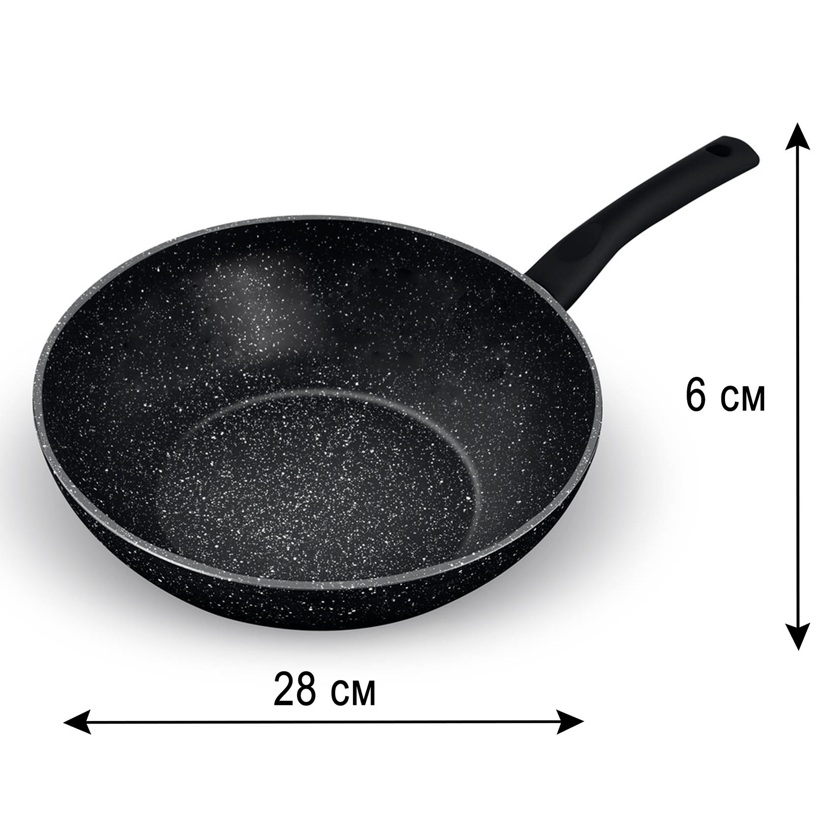 LT 1144 Сковорода из сплава аллюминия Сковорода WOK с мраморным покрытием ROCK¶Ø 28 см, высота: 6 см Lamart