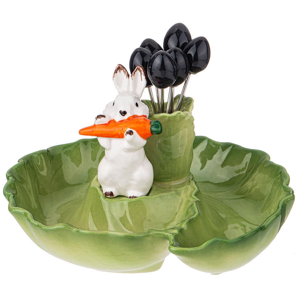 Рос 58-371 БЛЮДО "КРОЛИК" 17 СМ, 6 ВИЛОЧЕК