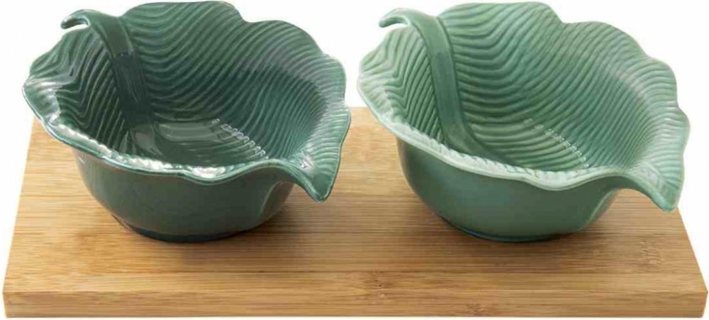 Ил-127279 Набор из 2-х салатников на бамбуковом подносе 25*12см "Мадагаскар" в подарочной упаковке 2056 MADA