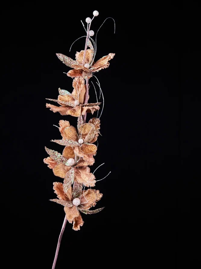 РТР 89069 ПРЕМИУМ ВЕТОЧКА С ОРХИДЕЯМИ КОРИЧНЕВАЯ С ПЕРЛАМУТРОВЫМ ГЛИТТЕРОМ 66 СМ