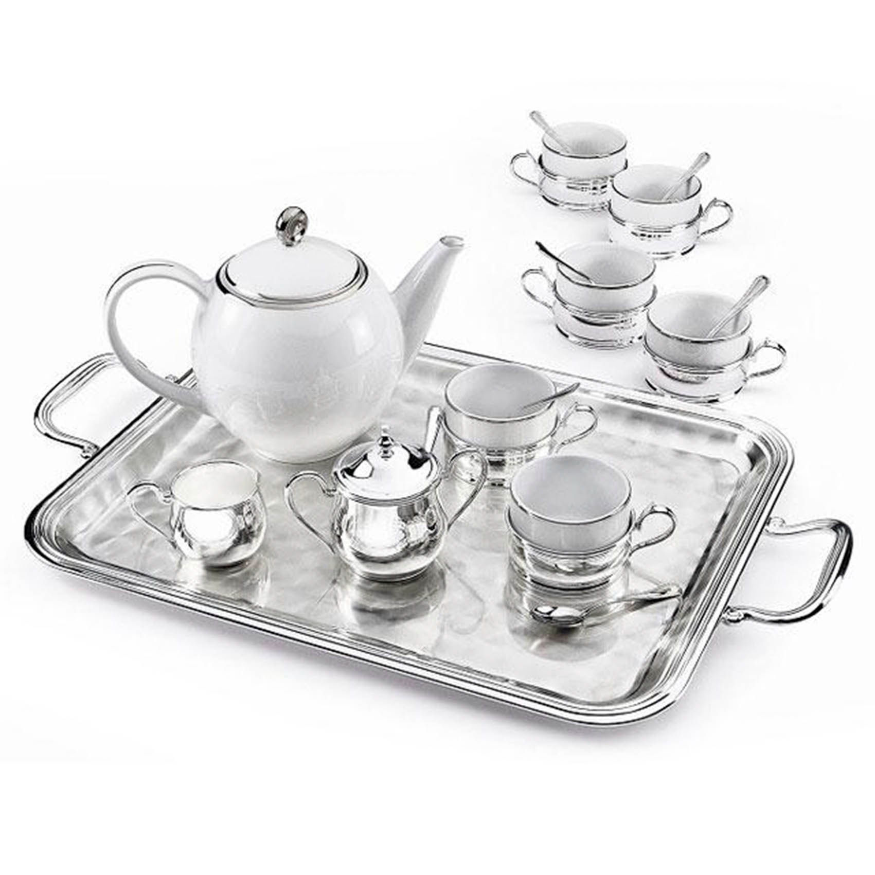 Иг-2051006 Чайный сервиз на 6 персон на подносе Chinelli (ЧАЙНЫЕ СЕРВИЗЫ ФАРФОРОВЫЕ С СЕРЕБРОМ ФАРФОРОВАЯ ПОСУДА)