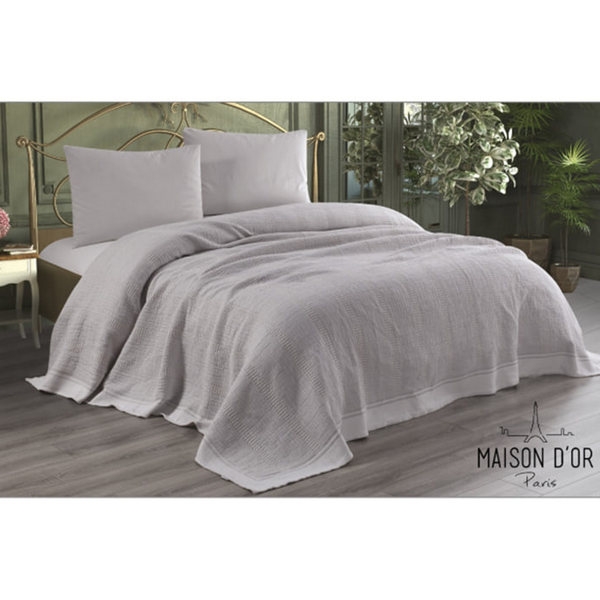 MD-435/сер Покрывало SİMONETTA-Симонетта цвет серый (ХЛОПОК 100%)  Размер 230*240 Maison D'or