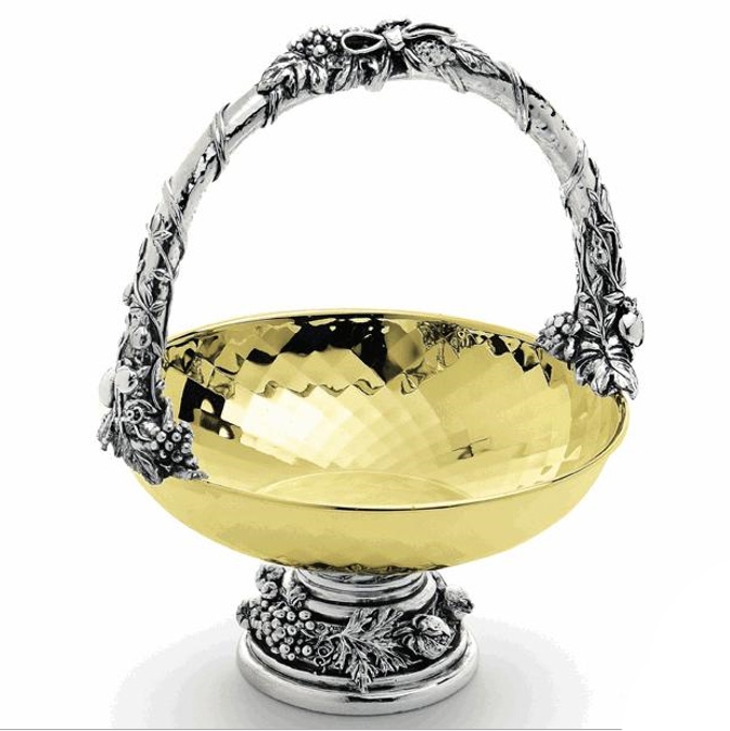 Иг-6079306 Ваза на ножке в виде корзинки с отделкой под золото  Chinelli (вазы металлические)