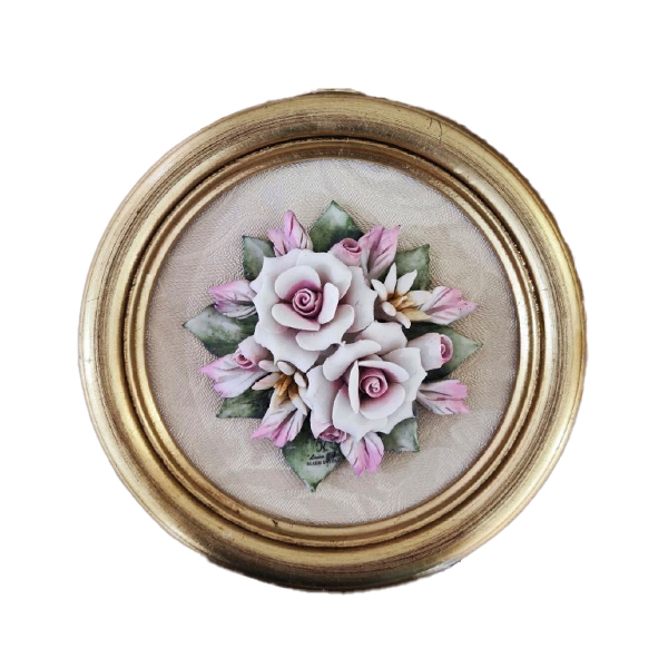 Ак-1331 Панно настенное 15см с цветами из фарфора круглое ARTE CA.SA.