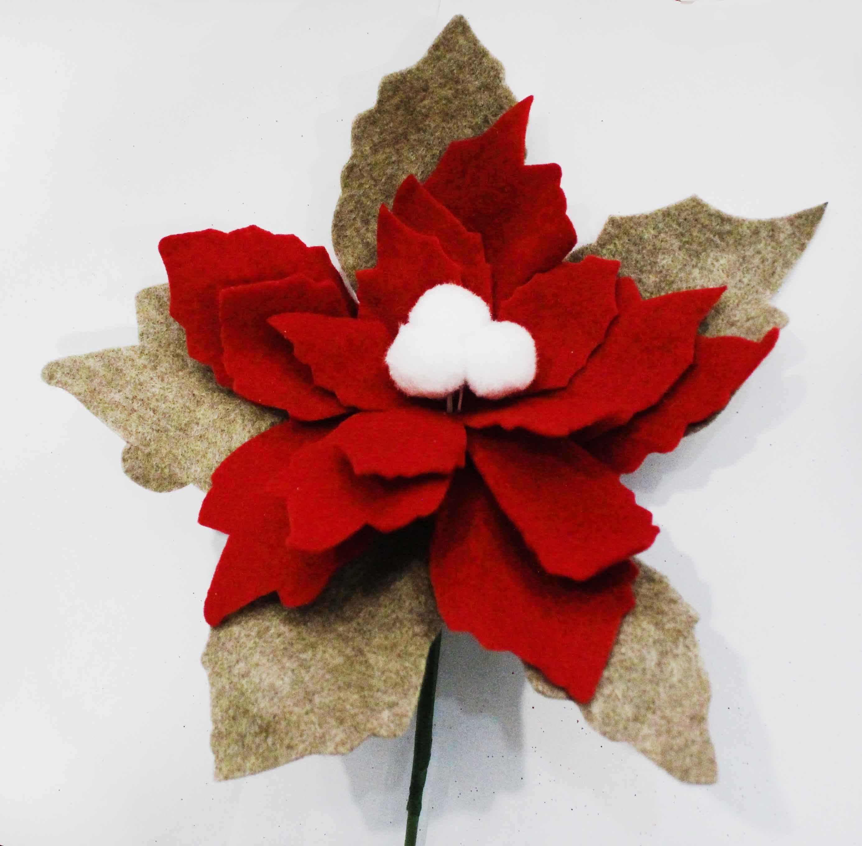 Тр-2/205 Цветок из ткани Пуансеттия 9.5" POINSETTIA SINGLE STEM 210541