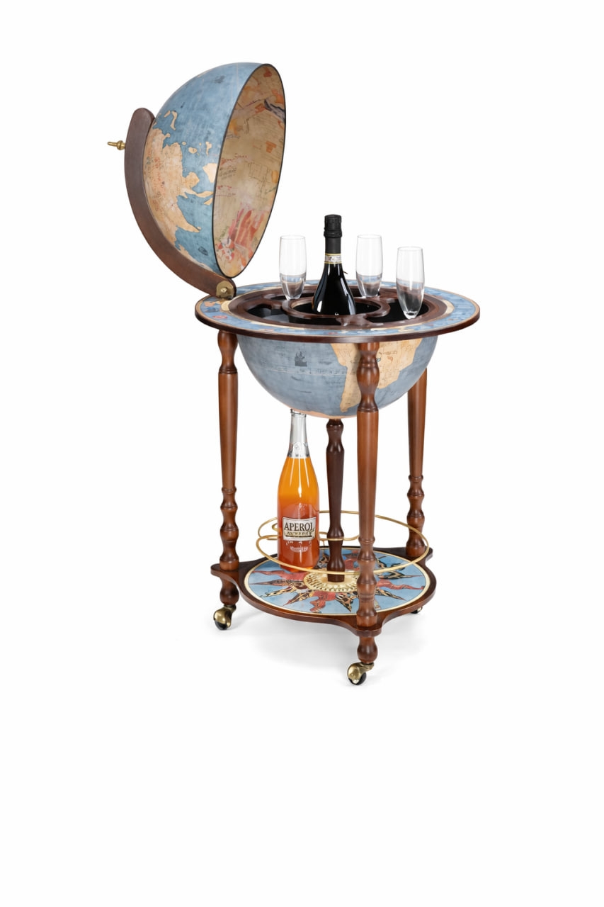 Зи-34 Глобус бар ИТАЛИЯ напольный  "Da Vinci" голубой U.020.A/N