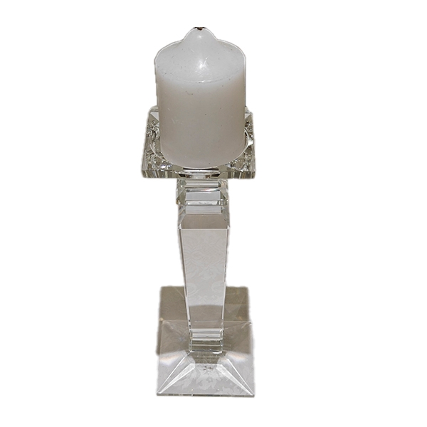 Иг-3200010 Подсвечник из стекла "SQUARE BASE" маленький Н 28 Chinelli