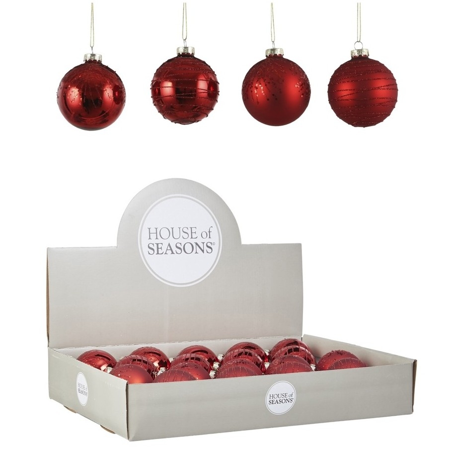 РТР 84015 ДЕКОР ШАР Ø 7СМ КРАСНЫЙ В АССОРТ. 4 ВИДА ДИСПЛЕЙ 1071445