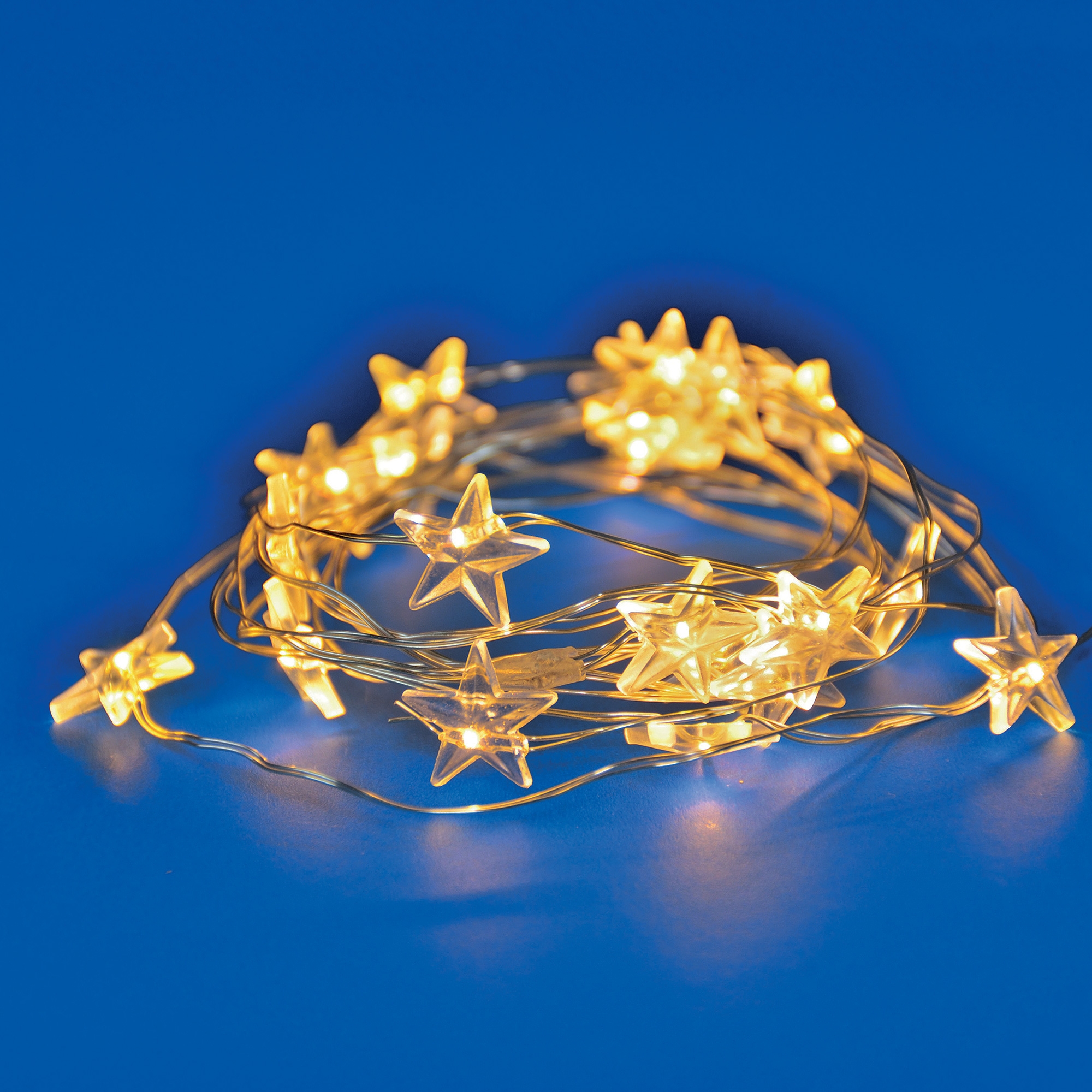 РТР 87417 ГИРЛЯНДА НА БАТАРЕЙКАХ ЗВЕЗДОЧКИ НА СЕРЕБРЯНОМ ПРОВОДЕ ТЕПЛЫЙ БЕЛЫЙ СВЕТ 30 ЛАМП, 290 СМ
