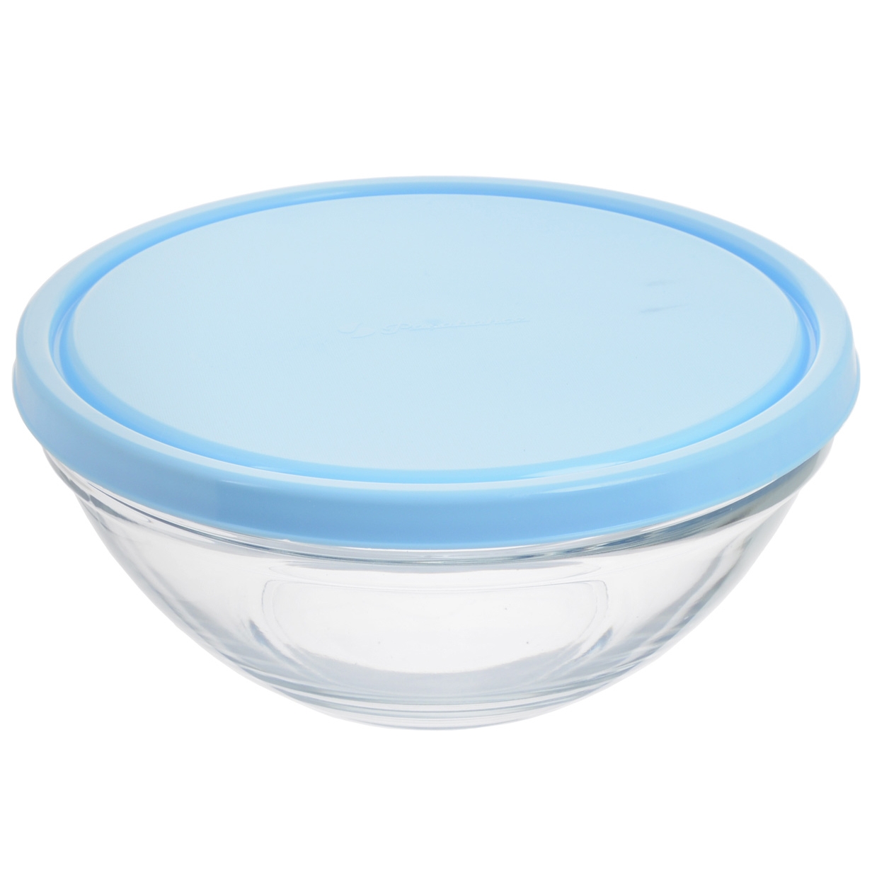 53583-Р Салатник с голуб. пласт.крышкой ШЕФ разм: 230мм Pasabahce (салатница салатницы салатники стеклянные)