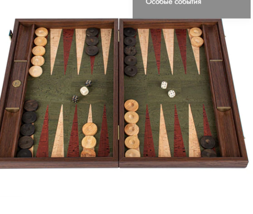 Ми-129 Нарды ручной работы из зеленой пробки 48x30 см BFF1GRE