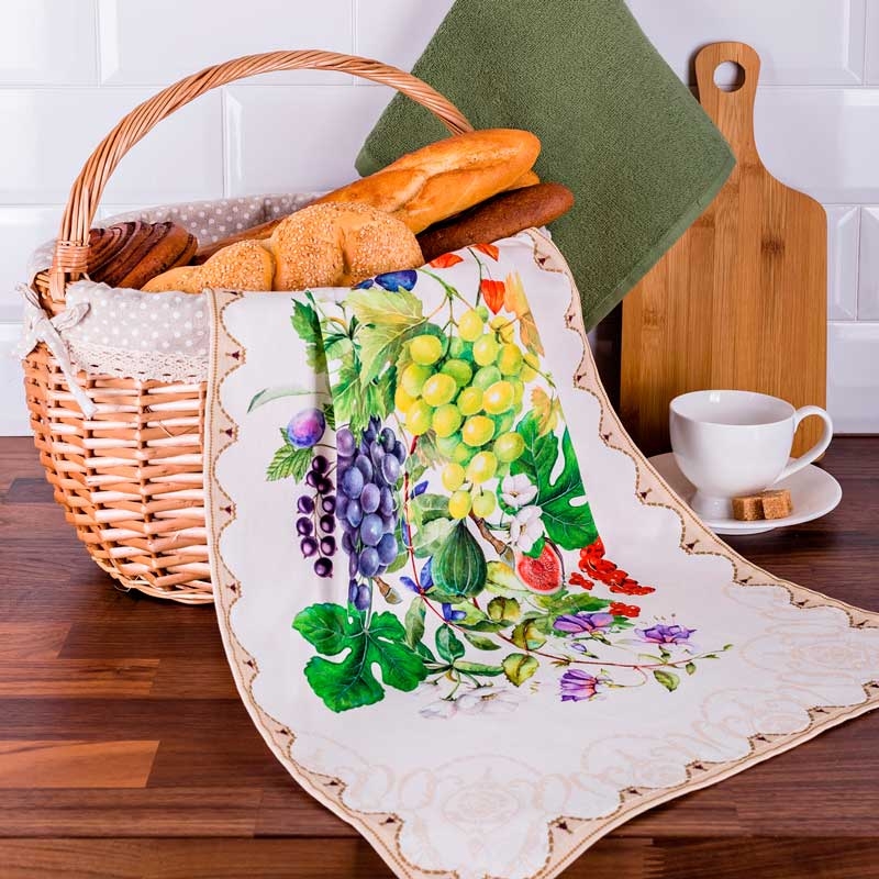 Рос 850-708-63 КОМПЛЕКТ ПОЛОТЕНЕЦ ИЗ 2-Х ШТ "НАТЮРМОРТ" 40*70/40*40 СМ. 100% ХЛОПОК, ТВИЛЛ+МАХРА КОРИЧНЕВОЕ