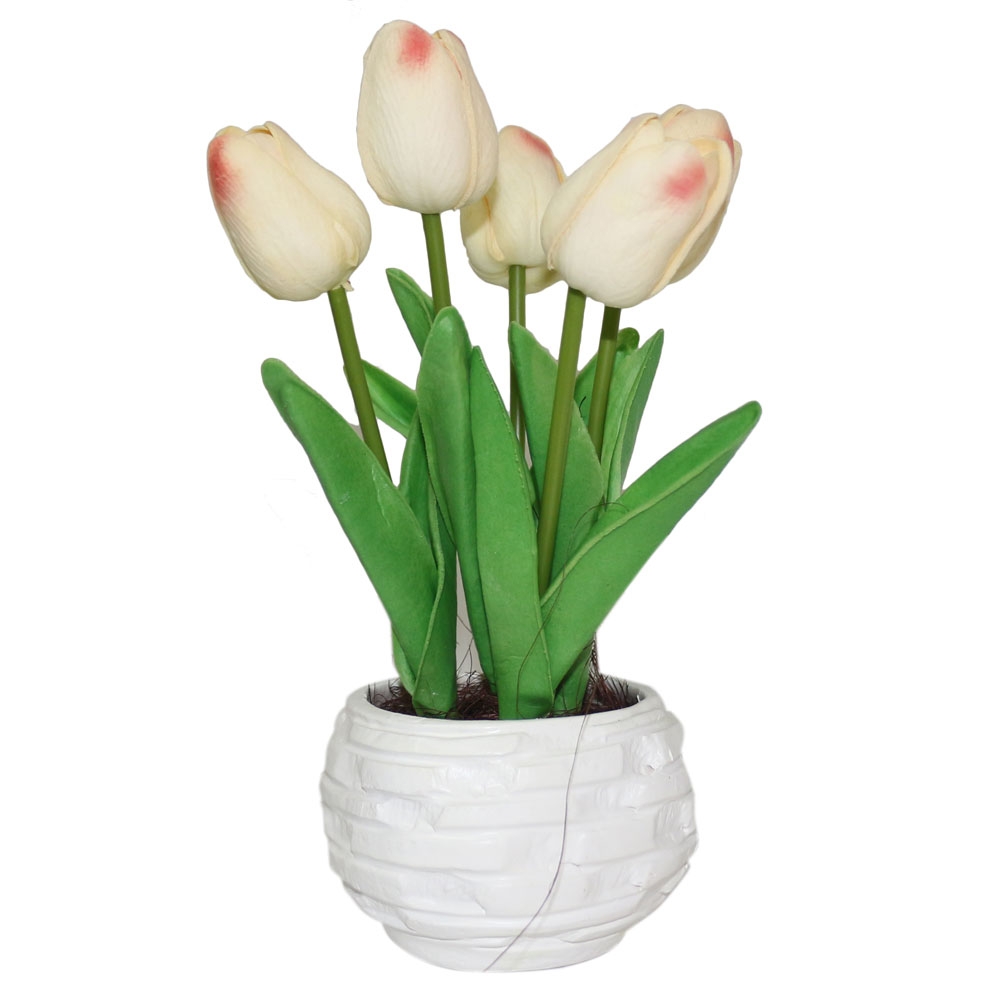 РЦ-49/кр Тюльпаны силиконовые в горшке круглом керамика шт