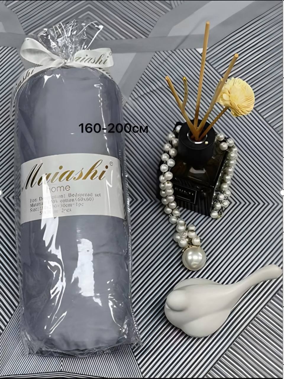 КПГ-125/сер Простынь на резинке 100% Люкс Сатин 180*200+30см, наволочки 50*70см-2шт цвет серый к-т