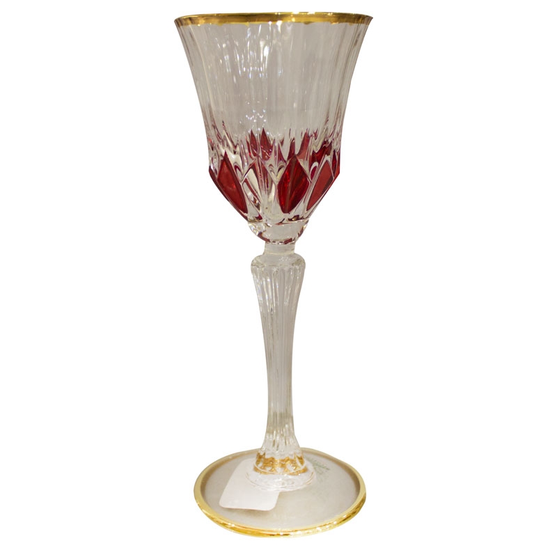 Ис-2209L/кр Набор из 6 рюмок для ликера цвет красный с золотой оконтовкой  хрусталь SAME (бокал бокалы фужер фужеры хрустальные набор фужеров)