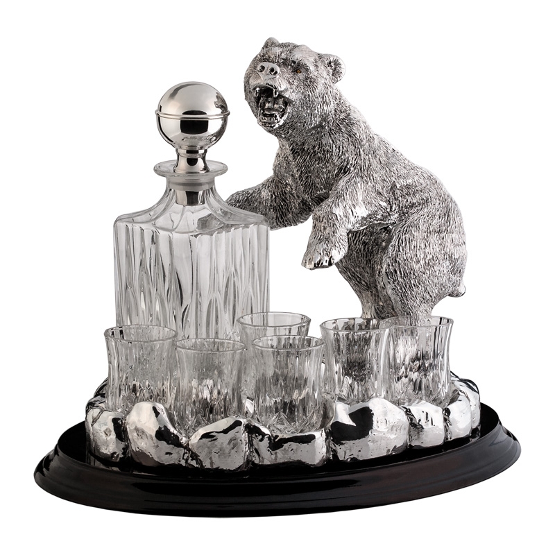Иг-2058800 Набор для водки "Медведь" графин+ стопки на подставке Chinelli