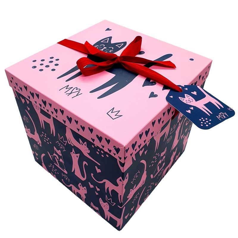 Кп-2 Коробка подарочная бокс 18х18х18см  (классический) с открыткой и наполнителем