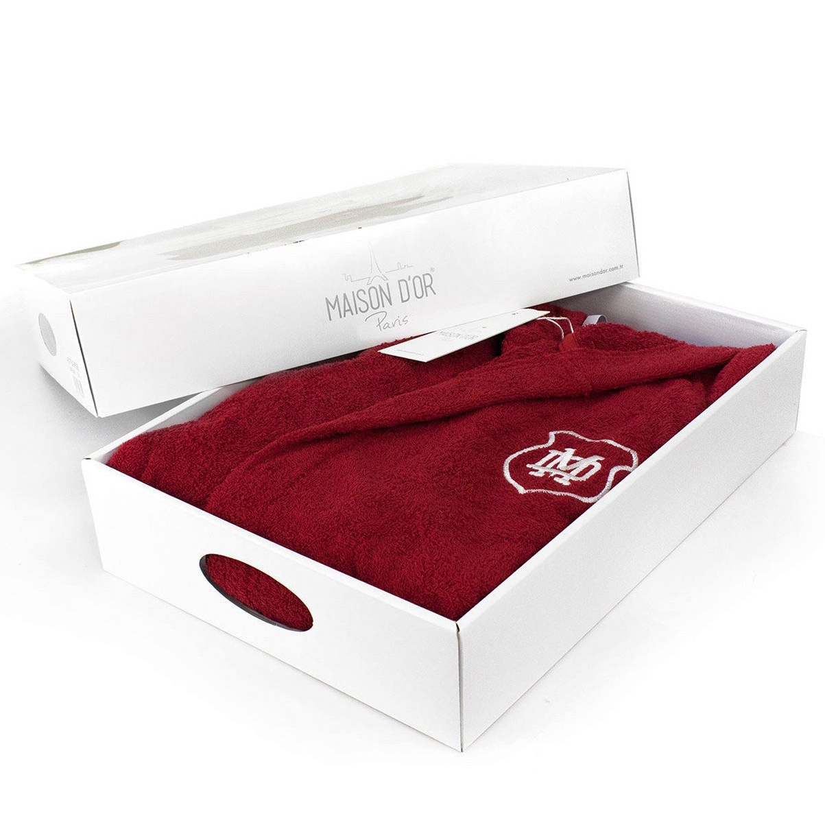 MD-283/12-кр ХАЛАТ ДЛЯ МАЛЬЧИКА В КОРОБКЕ (ХЛОПОК 100%) SPORT KİDS 12-14лет Maison D'or красный (подростковые халаты махровые красные)