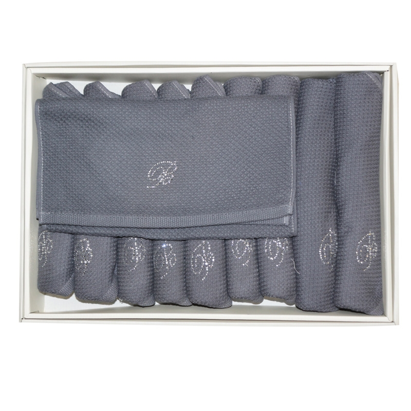 КПГ-255/син Набор полотенец вафельных Blumarine 10шт 35*75 100% хлопок цвет синий