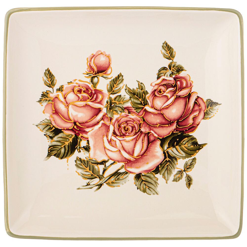 Рос 358-1999 БЛЮДО "КОРЕЙСКАЯ РОЗА" 28*28 СМ. ВЫСОТА=4 СМ