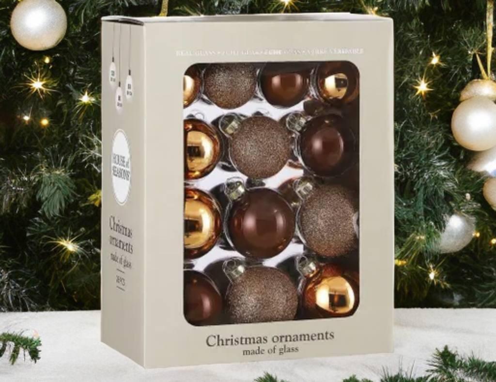 РТР 86773 НАБОР СТЕКЛЯННЫХ ШАРОВ ШОКОЛАДНОЕ СУФЛЕ 26 ШТ. В КОРОБКЕ