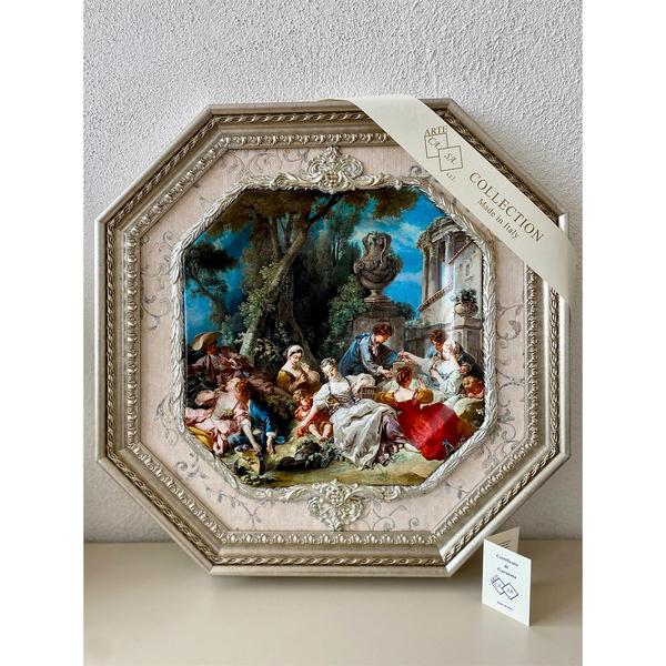 Ак-3172/1 Панно "Отдых на природе" 53*53см в рамке под серебро ARTE CA.SA.