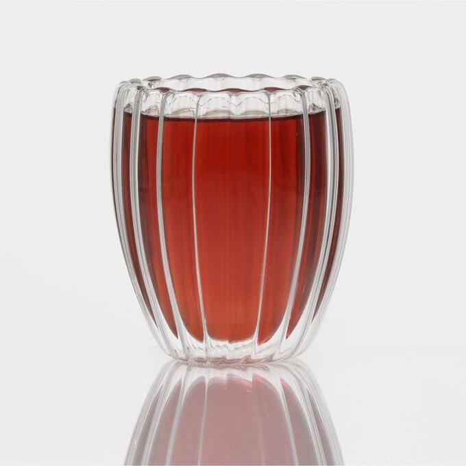 Ри-54/3 Стакан рифленный двустенный из упрочненного стекла SWWB450ML высота: 15см / диаметр: 9 см