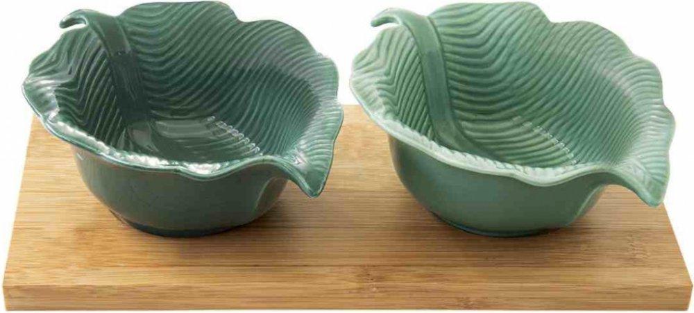 Ил-127279 Набор из 2-х салатников на бамбуковом подносе 25*12см "Мадагаскар" в подарочной упаковке 2056 MADA