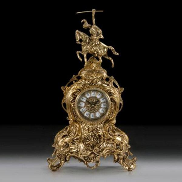 Гв-5733 Набор из 3-х пр: Настольные часы 42*25 D.JUAN LRG HORSE +2 Подсвечника 40*25см 4020 бронза Virtus