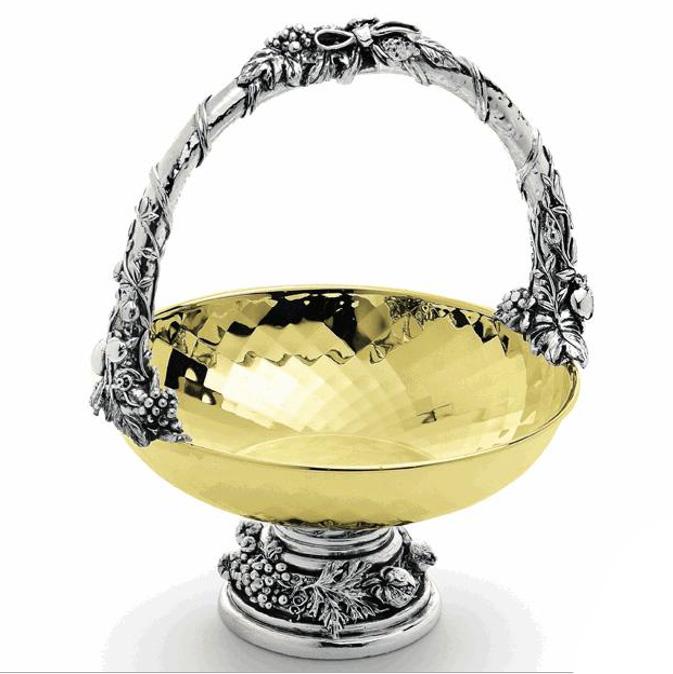 Иг-6079306 Ваза на ножке в виде корзинки с отделкой под золото  Chinelli (вазы металлические)
