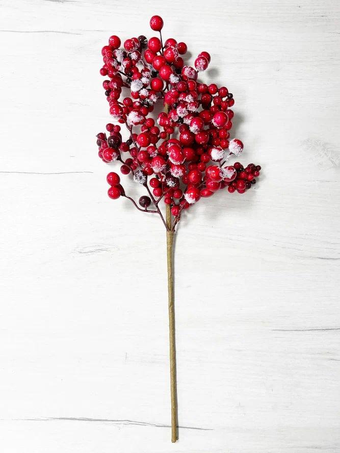 РТР 87346 ВЕТКА ИЗ КРАСНО-БОРДОВЫХ ЯГОД 55 СМ ЗАСНЕЖЕННАЯ ПЕНОПЛАСТ