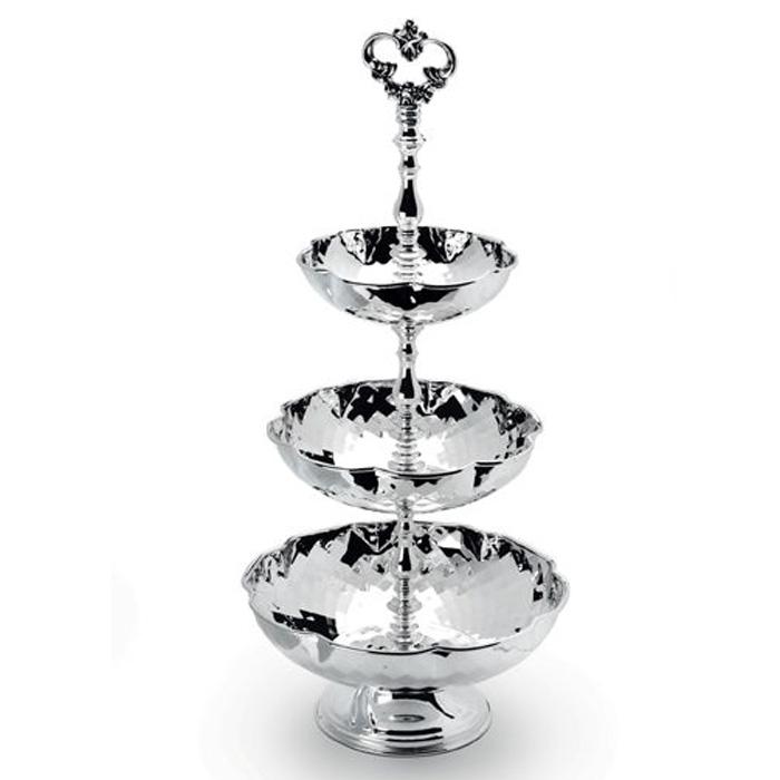 Иг-2053900 Этажерка тройная с отделкой под серебро Chinelli (этажерки металлические серебряные)