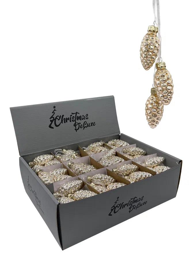 РТР 13868 СТЕКЛО В ДИСПЛЕЕ СВЯЗКА ШИШЕК 3ШТ. 6СМ ПЕРЛАМУТРОВАЯ ПЫЛЬ