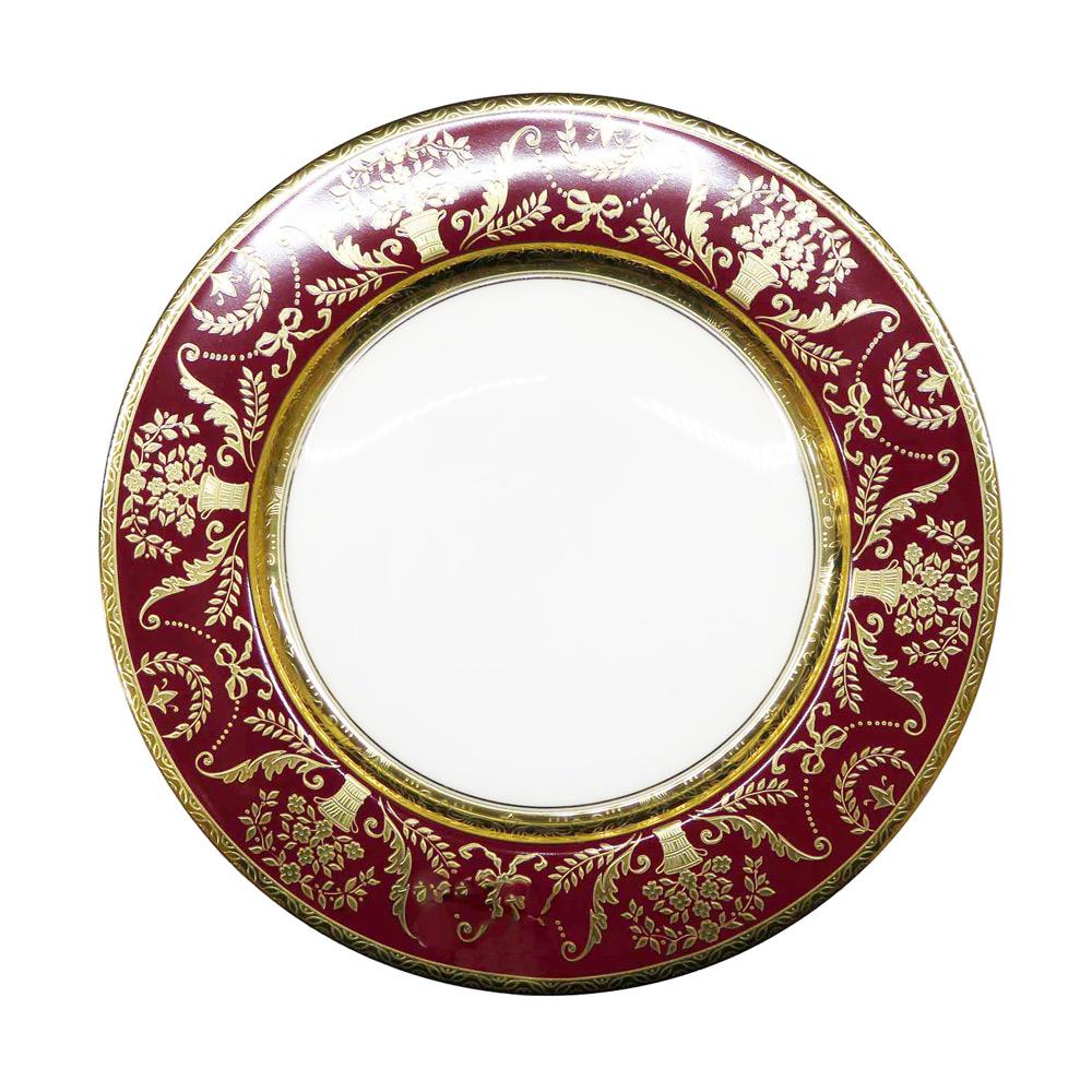 РД-14/54 Тарелка  BC. HW 10.5DINNER PIATE (27CM) 62101000139 шт (тарелки круглые штучные фарфоровые с красной каймой и золотым узором)