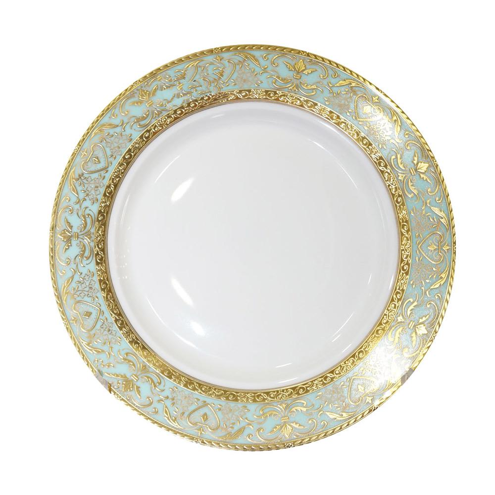 РД-14/55 Тарелка BC.HW 9  PIATE (23CM)  629101000301 шт (тарелки овальные штучные фарфоровые с бирюзовой каймой и золотым узором)