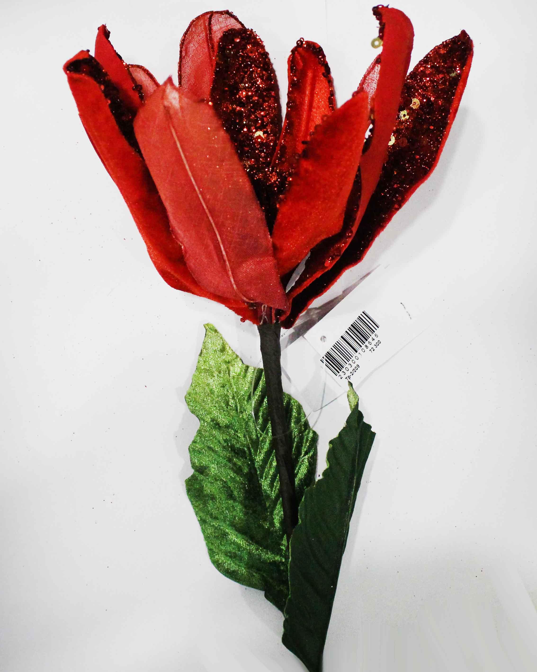 Тр-2/209 Цветок Пуансеттия 28 CM. POINSETTIA SINGLE STEM AH019