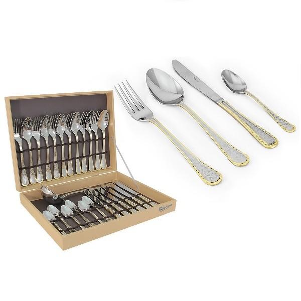 Р-17/21 Набор столовых приборов из 25 предметов на 6 персон "Flora gold" GI9109-25-AL шт. (наборы столовые приборы стальные)