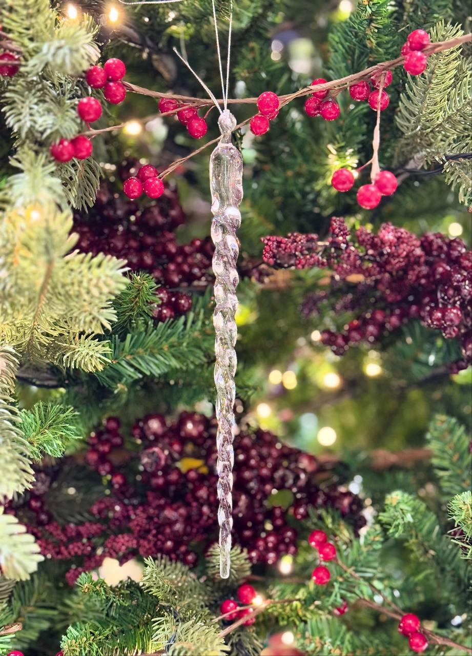 РТР 14077 ЕЛОЧНАЯ ИГРУШКА НАБОР ИХ 3-Х ПРОЗРАЧНЫХ С СО СТЕКЛЯРУСОМ СТЕКЛЯННЫХ СОСУЛЕК 16,5 СМ