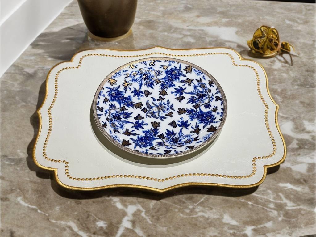 JS-40 Тарелка T 9" Jessica Синий Цветок голубая