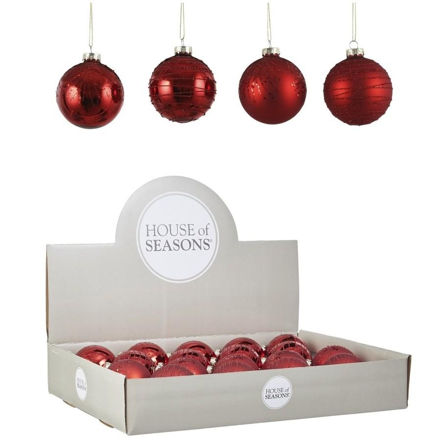 РТР 84015 ДЕКОР ШАР Ø 7СМ КРАСНЫЙ В АССОРТ. 4 ВИДА ДИСПЛЕЙ 1071445