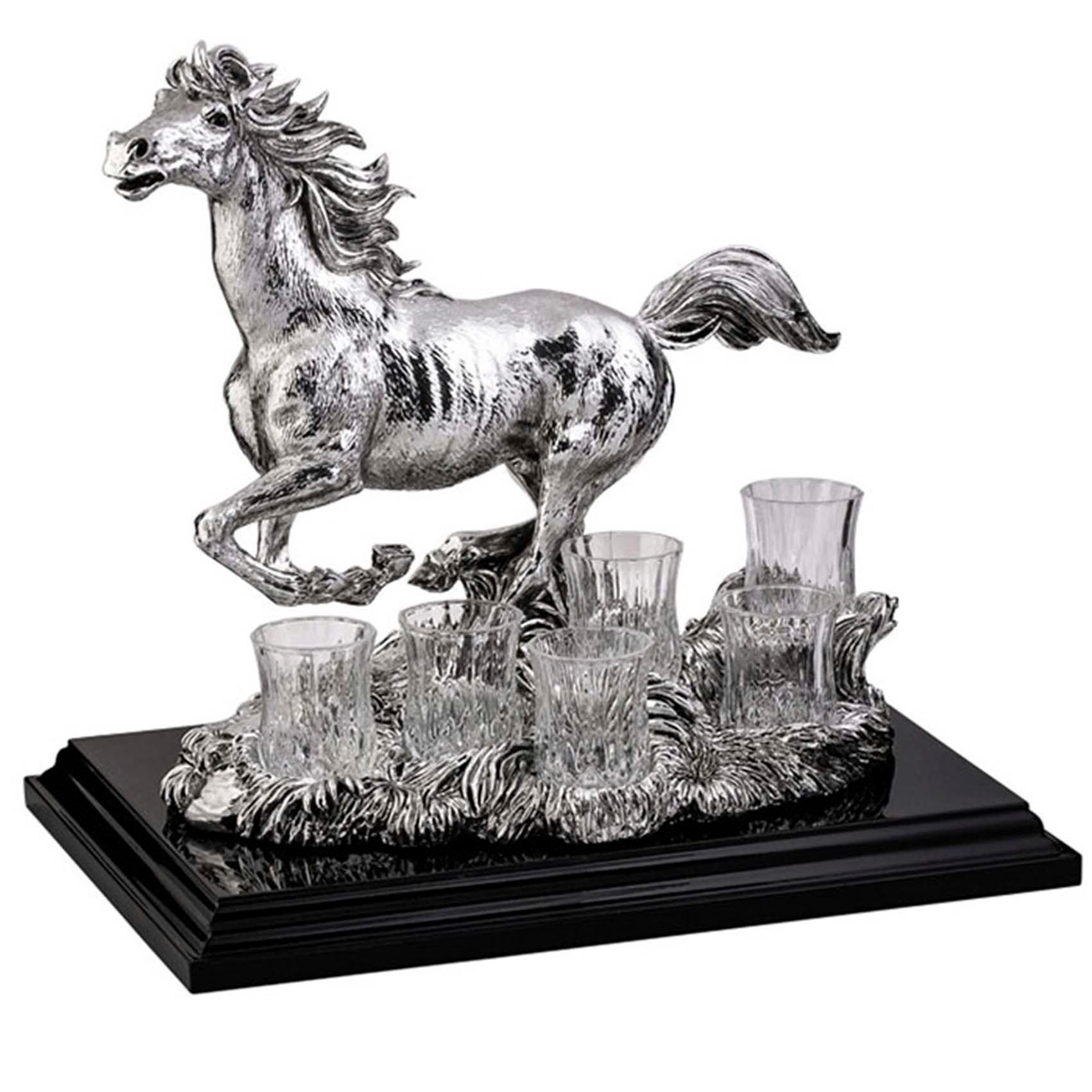 Иг-2100800 Набор для водки "Лошадь" 6 стопок на подставке Chinelli