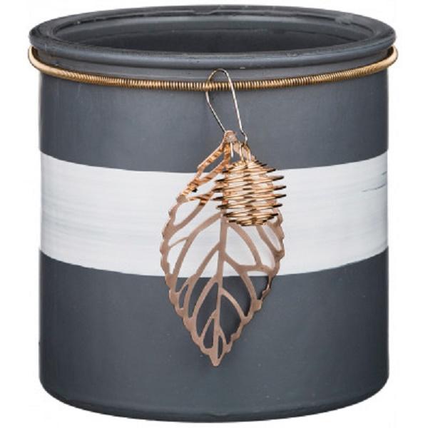 Рос222-386 ПОДСВЕЧНИК СЕРЫЙ "ЛИСТОК"