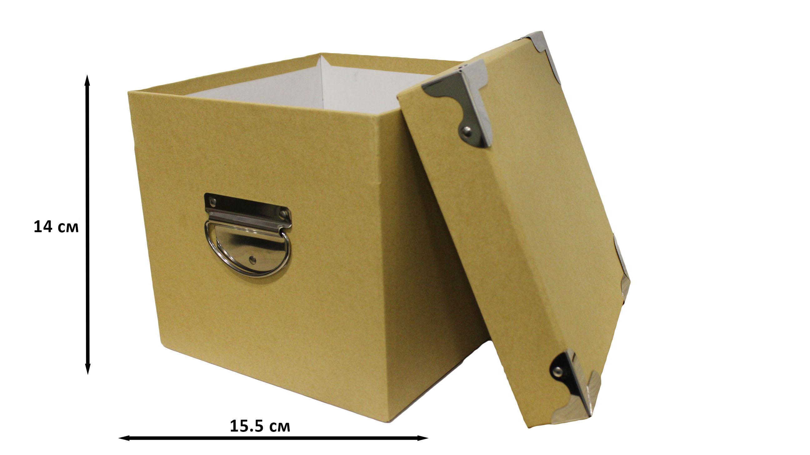 Ек-1/10 Коробка квадратная подарочная крафт с металлом 15,5*15,5*14см