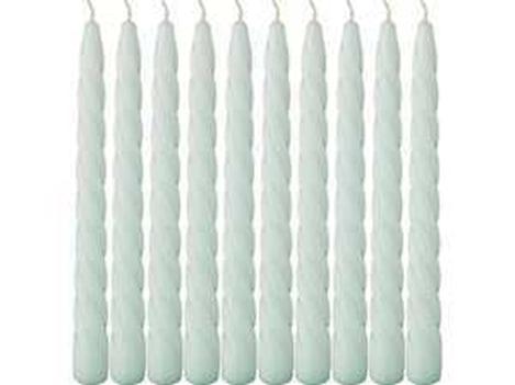 Рос 348-848 НАБОР СВЕЧЕЙ ИЗ 10 ШТУК КРУЧЕНЫЕ ЛАКИРОВАННЫЙ МЯТНЫЙ ВЫСОТА 23 СМ