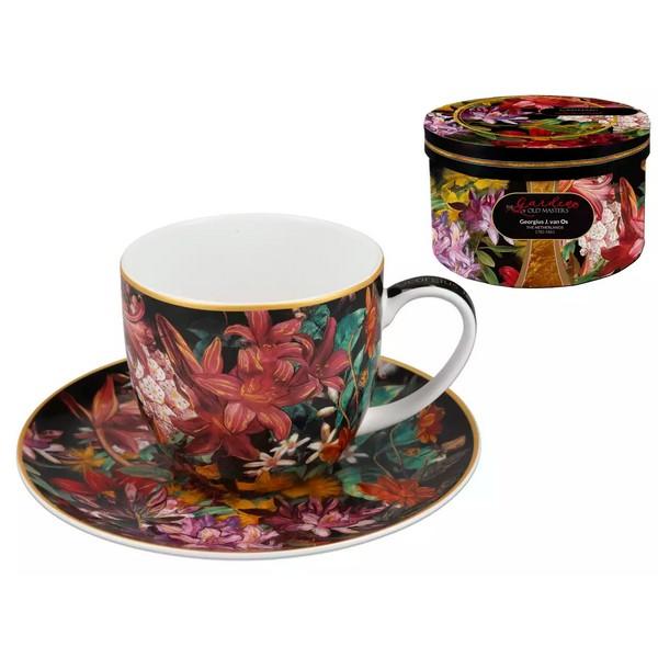 Хп-840-9227 Чашка с блюдцем фарфоровая  Георгиус Йоханнес ван Ос, Цветы барокко 250 мл (CARMANI)