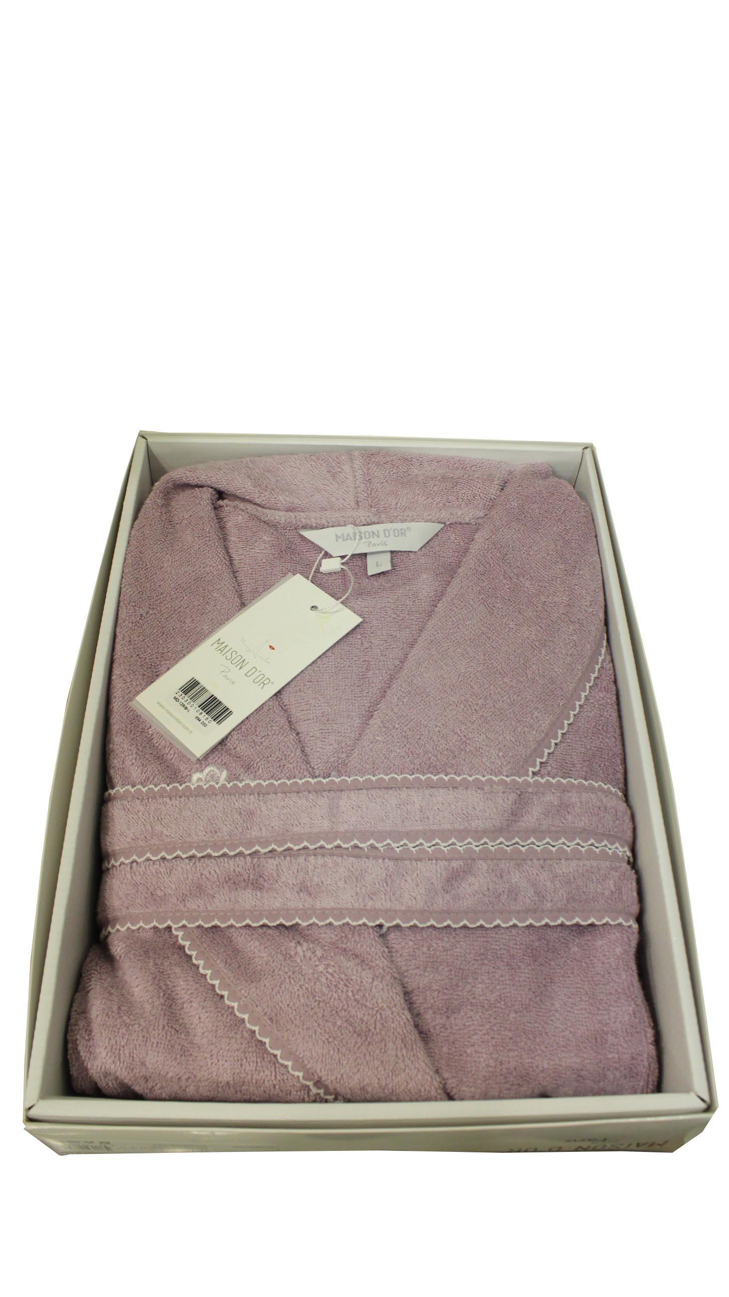 MD-128/ф-L ХАЛАТ МАХРОВЫЙ, С КРУЖЕВОМ GLORIA Maison D'or цвет феолетовый размер L