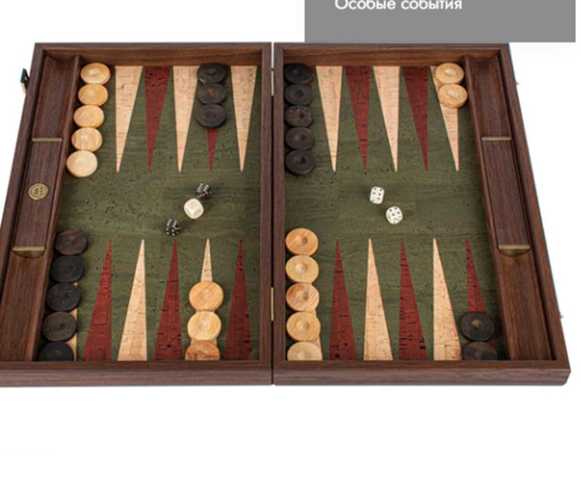 Ми-129 Нарды ручной работы из зеленой пробки 48x30 см BFF1GRE